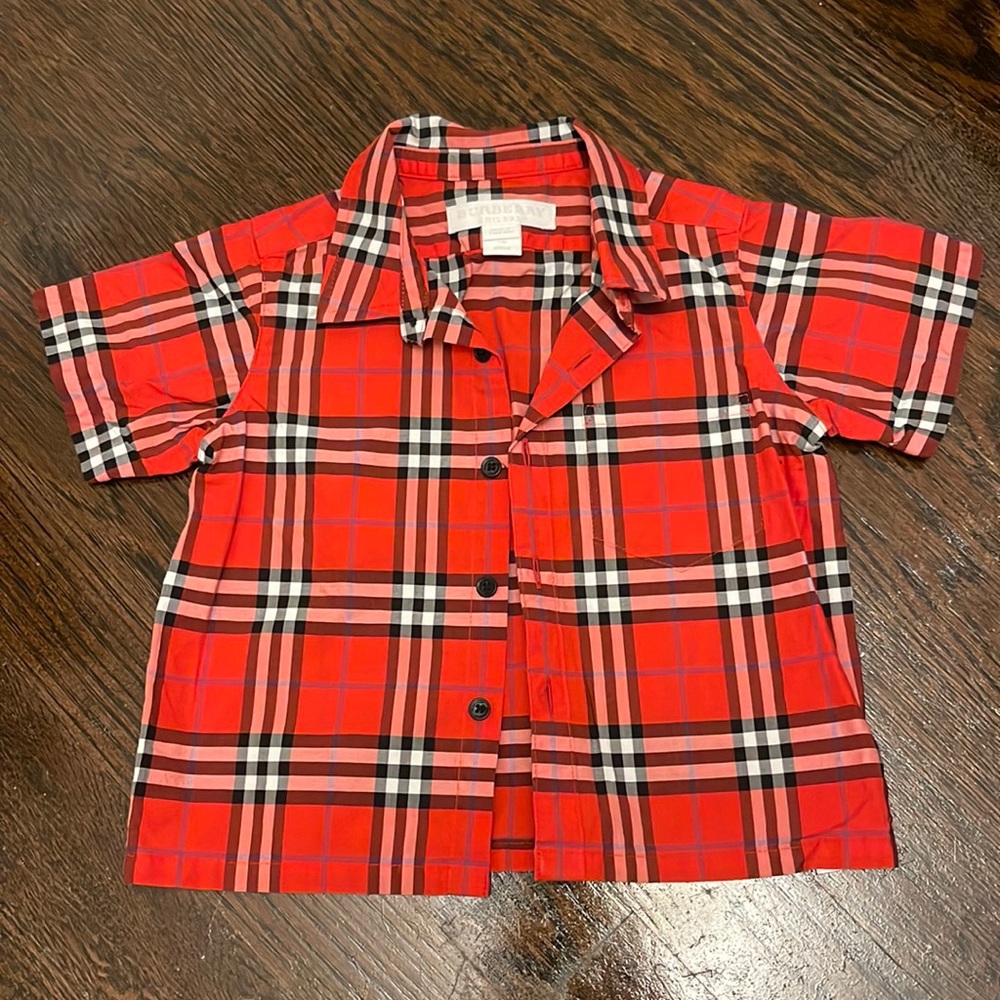 Burberry Boys 6M Red Plaid Shirt